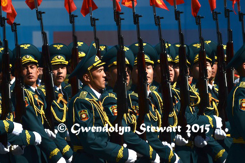 Kyrgyz Delegation Marches in the 70th Anniversary Victory Parade, Photographed by Gwendolyn Stewart, c. 2015; All Rights Reserved