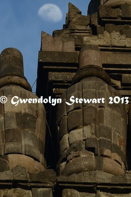 The Moon Rises Over the Prambanan Temple Complex, Java, Indonesia, Photographed by 
Gwendolyn Stewart, c. 2015; All Rights Reserved