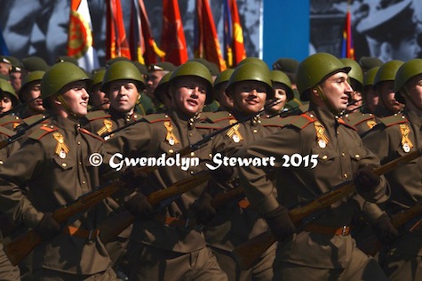70th Anniversary Russian Troops in World War II Uniforms and Helmets, Photographed by Gwendolyn Stewart, c. 2015; All Rights Reserved