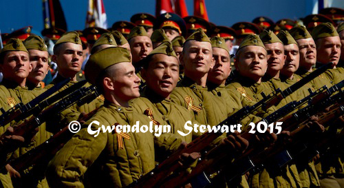 70th Anniversary Russian Troops In World War II Uniforms and Side Caps, Photographed by Gwendolyn Stewart, c. 2015; All Rights 
Reserved